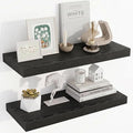 Acovy 24 Inch Floating Shelves, 24"x9.25"x1.5" Inch Deep Floating Shelves for Wall, Wooden Shelves for Bathroom, Bedroom, Living Room, Black, 2 Pieces