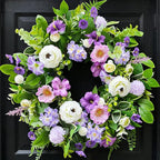 Spring Wreaths for Front Door Outside 24 Inch,Summer Wreath with Purple Morning Glory,Peony and Hydrangea,Spring Door Wreath for Indoor Outdoor Farmhouse Wall Proch Home Decor