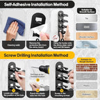 Hat Hook for Wall, 2 Pack Hat Organizer Hold up to 20 Hats,Hat Holder with Strong Adhesive and 8 Pack Screws, Cap Holder Hat Hangers for Wall Closet Door and Bedroom(B-Black)
