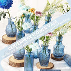 Mini Bud Vases Centerpieces for Tables,Clear Bud Vases for Flowers,Small Flower Vases Suitable for Birthday Party,Anniversary,Wedding Reception,Baby Shower (Blue, 12PCS)