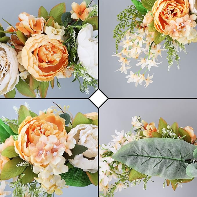 DULRLLY Artificial Peony Flower Swag, 30 in Wedding Arch Flowers, Faux Floral Swag for Lintel, Over The Door Decorative Swag, Rustic Artificial Floral Swag for Home Decor (4)