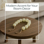 Modern Frosted Glass Bead for Home Decor and Bathroom - Refined Garland with Jute Cord Accent for Shelf and Coffee Table Styling - Light Reflective Piece for Office and Living Room - 3", Green