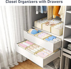 DIMJ Drawer Organizer Clothes - Underwear Organizer Small Sock Organizer Closet Organizers and Storage Box Dresser Drawer Dividers for Baby Clothes,Bra,Socks, Belt, Tie, Set of 6,Beige