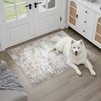 Washable Area Rug 2x3 Entryway Rug: Washable Modern Abstract Soft Thin Rug Indoor Floor No Slip Stain Resistant Carpet for Bedroom Dining Room Farmhouse Nursery Home Office - Brown Grey