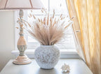 Rustic Farmhouse Textured Ceramic Vase, Large Round Distressed White Pottery Flower Vase for Centerpieces, Kitchen, Living Room, Bedroom, Table Top Decor, Gift & Weddings