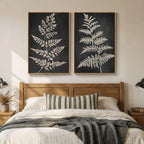 Large Framed Vintage Botanical Wall Art Set of 2, Black Neutral Retro Leaf Canvas Paintings Prints, Rustic Minimalist Modern Farmhouse Pictures for Living Room Bedroom Office Wall Decor, 24x36 Inch
