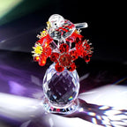 Crystal Bird & Forget-Me-Not Flower Figurine,3x4 inch Glass Flower Collectible Ornaments for Home Decor Table Centerpiece Glass Bouquet Flowers Keepsake Gifts for Women （Red）