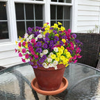 12 Bundles Morning Glory Artificial Flowers for Outdoor Decoration UV Resistant Fake Plastic Plants Artificial Greenery for Indoor Outdoor Garden Patio Window Box Home Decor