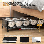 Under Bed Storage Containers with Wheels Large Underbed Shoes Blankets Clothes Toy Storage Drawers for College Dorms Bedrooms Nursery Rooms Organization (Black 2 Pack, 7.5in height(31"x16.6"x7.48"))