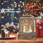 Christmas Snow Globe Lantern,Christmas Decorations Indoor for Home,with 6 Hour Timer Musical Snow Globes,Battery Or USB Powered Swirling Glitter Lantern Christmas Decor Gifts,Snowman Child