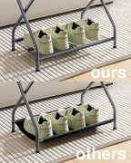 Luggage Rack with Storage Shelf, Foldable Suitcase Stand, Heavy Duty Metal Luggage Holder, 150 lbs Top Capacity, 50 lbs Bottom Shelf, for Guest Room, Bedroom, Hotel LR-GY-1