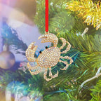 SICOHOME Crab Ornaments for Christmas Tree - Coastal Sea Ocean Hawaii Beach Themed Christmas Hanging Ornament with Rhinestones for Christmas Tree Gifts for Ocean Lover and Nautical Enthusiast - Blue