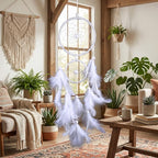 White Dream Catcher Wind Chimes Handmade Beaded Dreamcatcher for Car Kids Bed Room Wall Hanging Decoration