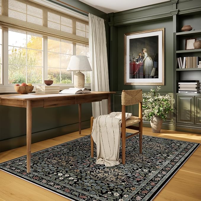 Traditional Design Vintage Floral Area Rug 4 x 6,Washable Area Rugs - Perfect for Living Room, Bedroom, Pet & Child Friendly, Nursery - Stain & Water Resistant Non-Slip, Dining Room Decor