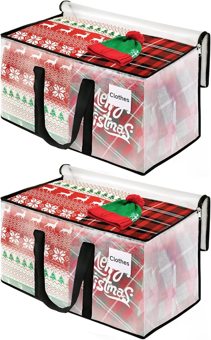 BlissTotes Moving Bags, 76L 2-Pack Storage Bags, Moving Box Heavy Duty Extra Large, Moving Totes with Zipper, Reinforced Handles Boxes for Packaging Moving, Decorative Wreath Storage