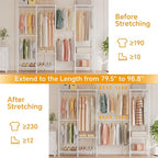 H7 Pro Heavy Duty Clothes Rack Large Garment Rack for Hanging Clothes, Freestanding Wardrobe Closet with Expandable Hanger Rods, Closet Organizer Storage, (79.1"-96.9") Lx15.7 Wx75.4 H, White