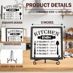DETIHO Farmhouse Kitchen Decor Wooden Plaque, Above Cabinet Decor, Rustic Wooden Sign with Iron Stand for Home Kitchen Table Shelf Decoration - G03