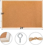 Lyellfe 3 Pack Cork Boards for Walls, 24''L x 16''W Large Bulletins Board with Frame, Push Pins, Thick Notice Board for Office School Home Decor, Two-Side Cork