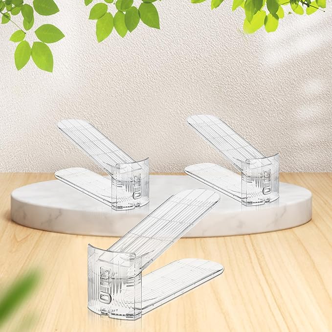Transparent Shoe Slots Organizer for Closet, 20 Pack Shoe Stacker Organizer for Closet Shoe Display Space Saver,Adjustable Shoe Rack Organizer Holder for High Heels,Sneakers(Transparent)