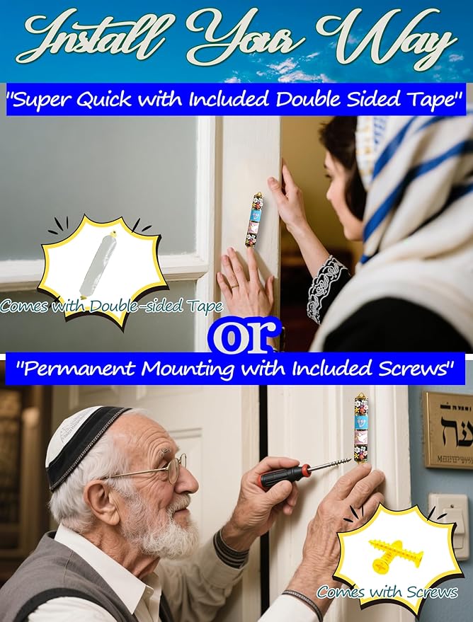 Exquisite Enamel Design Mezuzah with Scroll, Easy Install Use Double-Sided Tape, Dove with an Olive Branch Theme Mezuzah for Door with Crystal Diamond Accent for Any Jewish Occasions, 3.8”