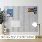 Large Felt Bulletin Board - Stylish Perfectly Sized 35" x 47" Cork Board Alternative for Office & Wall Decor – 12 Customizable Adhesive Tiles w/Golden Pins are Perfect to Display Your Photos