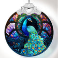 2025 Christmas Ornaments, Christmas Tree Ornaments Acrylic, Faux Stained Glass Effect White Elephant Gifts Exchange, Unique Suncatcher Xmas Stocking Stuffers for Women, Men (Peacock)