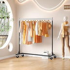 Hoctieon Z Rack, Rolling Clothes Racks with Z-Base, Heavy Duty Garment Rack, Clothing Racks for Hanging Clothes, Sturdy Metal Hanging Holder, Clothes Organizer Rack, Chrome