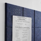 TSJOFFICE Large Cork Board for Wall - 48" x 36" Bulletin Board with 50 Pushpins for Office Decor, Pin Board 12 Pack Felt Wall Tiles with Safe Removable Adhesive Tabs, Corkboard for Home - Navy Blue