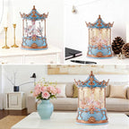Gifts for Mom Blue Carousel Horse Snow Globe Music Box with Rotating Horses Musical Unicorn Snow Globe with Glitter for Girls, Women, Mom, Birthday Gifts Home Decorations (Blue Gold Carousel)