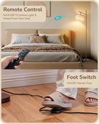 EDISHINE 64.7IN Minimalist Arc Floor Lamp with Remote & Foot Pedal Switch, 5CCT, Dimmable, Modern Floor Lamp for Living Room, Bedroom, Bulb Included, Brown