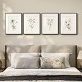 Framed Black and White Floral Wall Art Set, Vintage Minimalist Botanical Prints Artwork for Walls, Neutral Flower Pictures for Modern Farmhouse Bedroom Living Room Bathroom Wall Decor, 12x16 Inch
