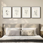 Framed Black and White Floral Wall Art Set, Vintage Minimalist Botanical Prints Artwork for Walls, Neutral Flower Pictures for Modern Farmhouse Bedroom Living Room Bathroom Wall Decor, 12x16 Inch