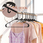 Plastic Hangers 50 Pack Black - Clothes Hangers - Makes The Perfect Coat Hanger and General Space Saving Clothes Hangers for Closet - Percheros Ganchos para Colgar Ropa Hangars