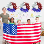 TORONTOKYO 3 Pcs Patriotic Tinsel Wreath for Front Door 11.81 Inch Red White Blue Memorial Day Wreath with Stars 4th of July Decorations for Independence Day Wall Home Farmhouse