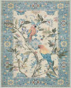 Lahome Botanical Birds Blue Washable Rugs 8x10 for Living Room, Soft Non Slip Dining Room Rugs for Under Table, Large Boho Vintage Indoor Floor Carpet for Bedroom Home Office (8x10ft,Blue)