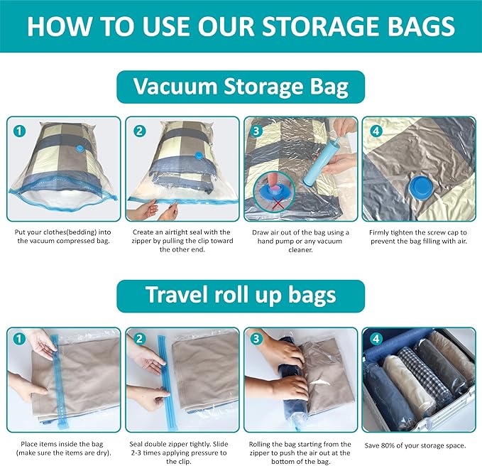 Cozy Essential Vacuum Storage Bags, Compression Space Saver Bags for Clothes, Comforters, Blankets, Pillow, Bedding, Sealer Clothing Storage,35 Combo