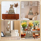 Moucuny 4 Pcs Highland Cow Table Decorations Rustic Western Tiered Tray Decor Decorative Highland Cow Block Signs Western Tabletop Centerpieces Farmhouse for Home Desk Room Kitchen Shelf Decor