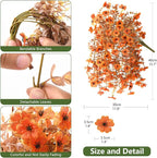Artificial Fake Fall Flowers Faux Mums for Outdoor Decoration, 2 Pcs Fake Silk Daisy Flower Plants Realistic UV Resistant for Home Porch Balcony Patio Autumn Decor(Orange