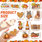 Sintuff 36 Pieces Fall Tree Ornaments Thanksgiving Wooden Hangings Decorations for Small Tree Harvest Vintage Pumpkin Gnome Maple Leaf Party Wood Hanging Sign Fall Autumn Home Party Supplies