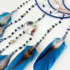 Tree of Life Dream Catchers, Handmade Woven Rainbow Healing Crystal Stone Dream Catcher Wall Hanging Ornament for Bedroom Living Room Wedding Party Decor, Festival Blessing Gift (Blue Moon)