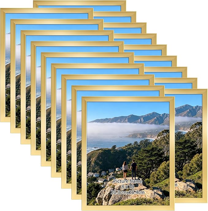 Giftgarden 8x10 Picture Frame Set of 18, Lightweight 8 by 10 Frames Bulk for Gallery Wall Photo Hanging and Tabletop Display, Gold