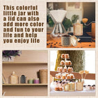Aoriher 4 Pcs Crystal Glass Candy Jar Set with Lids Home Decorative Storage Jars for Apothecary, Bathroom, Kitchen, and Pantry, Ideal for Cotton Swabs and Jewelry(Large,Amber)