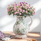 Enra Large Vintage Green Ceramic Vase and Pitcher for Home Decor, 9.7 Inch Rustic Chinoiserie Decorative Vases, Green and Beige Ceramic Vases for Living Room, Kitchen, Office – Large Vases for Decor