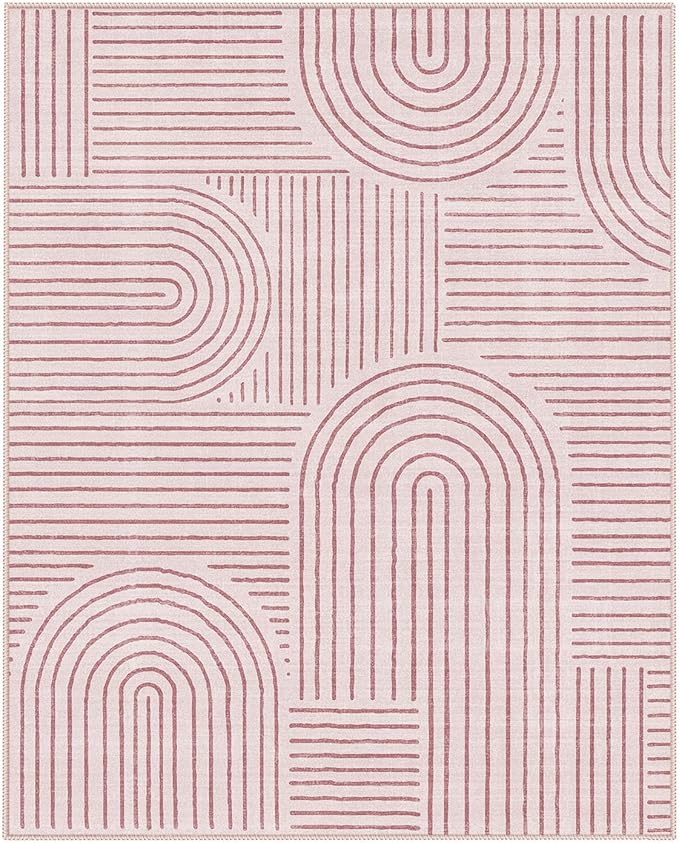 Lahome Abstract 8x10 Area Rugs, Soft Pink 8x10 Rugs for Living Room Bedroom Girls, Ultra-Thin Non-Shedding Accent Large Carpet for Office Dining Room (8x10ft,Pink)
