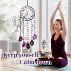 Purple Dream Catchers Amethyst Crystal Dreamcatcher Sun Catchers with Crystals Wall Window Hangings Bedroom Home Decor Gift for Girls Boys Adults