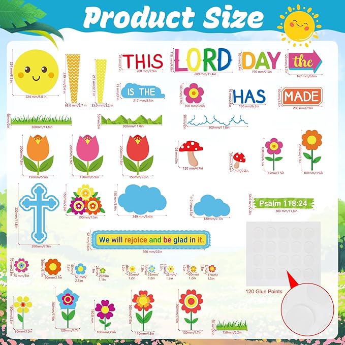 HIQINLUG Religious Christian Classroom Bulletin Board Set with Lord Spring Theme Elements for Sunday School Bible Classroom Wall Decor