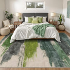 Ciicool Modern Abstract Green Rug for Living Room, 8'x10' Machine Washable Area Rug Non-Slip Rug, Low-Pile Contemporary Indoor Dining Floor Carpet for Bedroom Office Under Table Home Decor