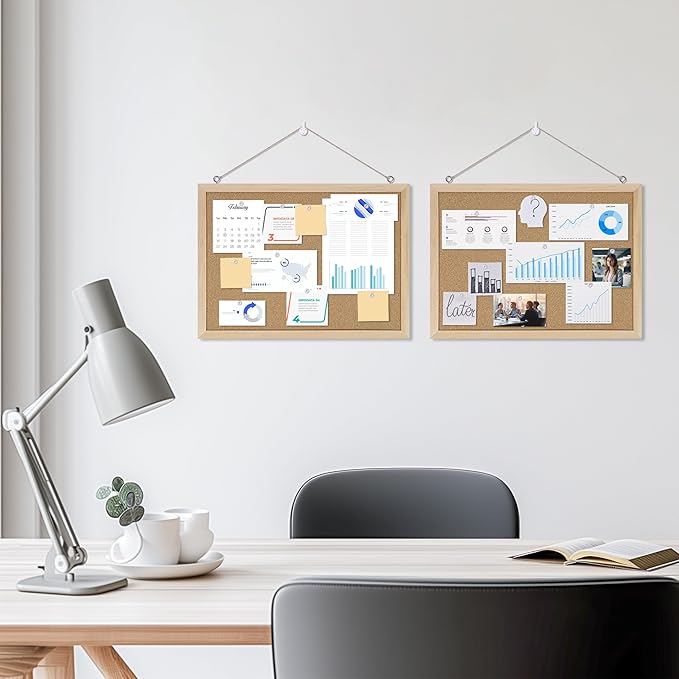 DAHAPYBOO Cork Board Bulletin Board,11x15 Cork Board for Office with Pin Oak Wood Boards,Hanging Corkboards for Office Home School Message Board or Vision Board Decoration.
