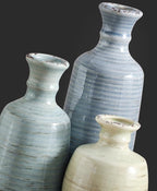 Ceramic Vase Set of 3, Rustic Neutral Vases Home Decor Farmhouse Decorative Flower Vase Modern Boho Pampass Vases for Table Mantel Entryway Shelf Living Room Kitchen Bathroom - Multicolor