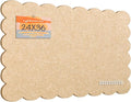 Lightomorrow Scalloped Bulletin Board, 36 x 24 Inches Felt Pin Board - Decorative Cork Alternative for Wall, Foldable Picture Self-Adhesive Vision Prayer Board with 20 Pushpins - Beige Brown